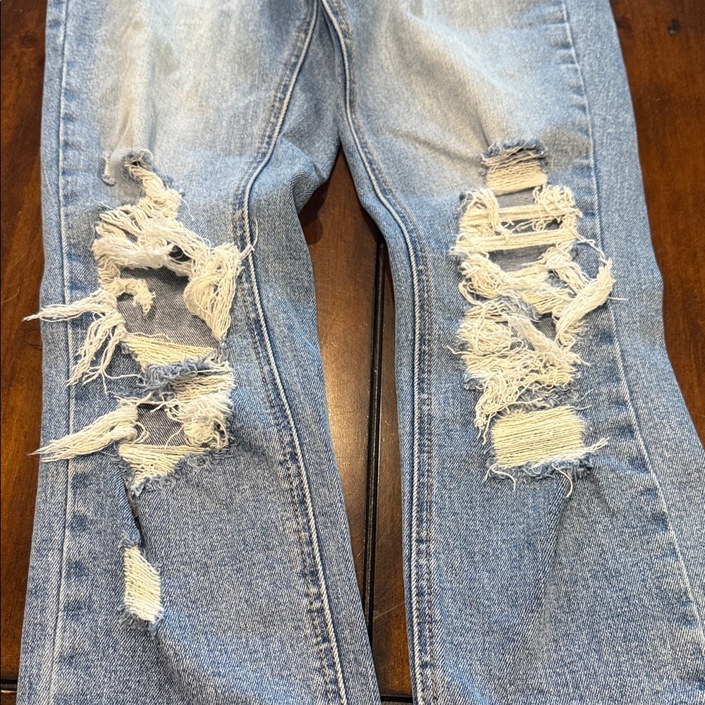 Altar'd State Light Blue Distressed Straight Leg Jeans - Picture 4 of 7